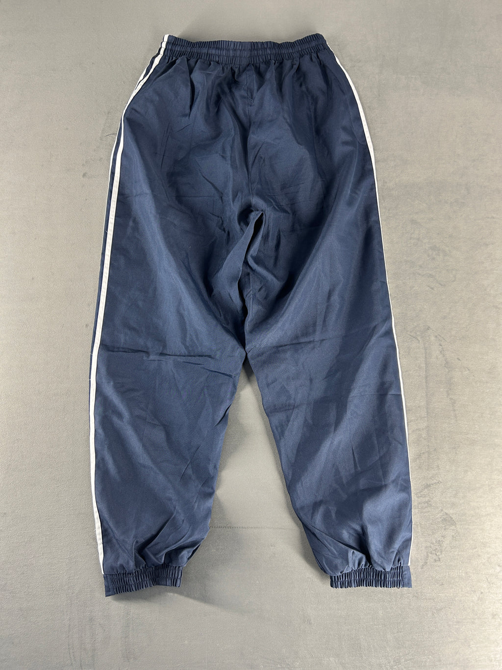 Pantaloni tuta blu navy con profili bianchi vintage – Uomo Taglia M