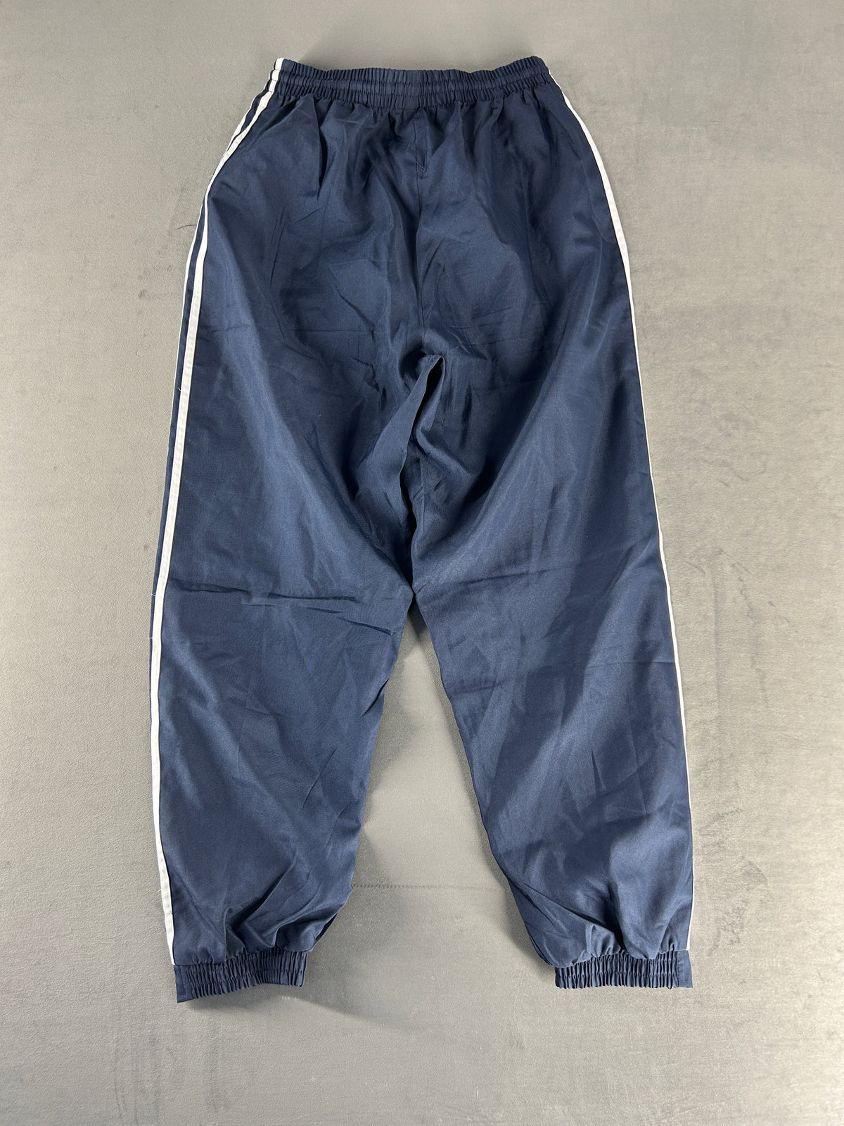 Pantaloni tuta blu navy con profili bianchi vintage – Uomo Taglia M