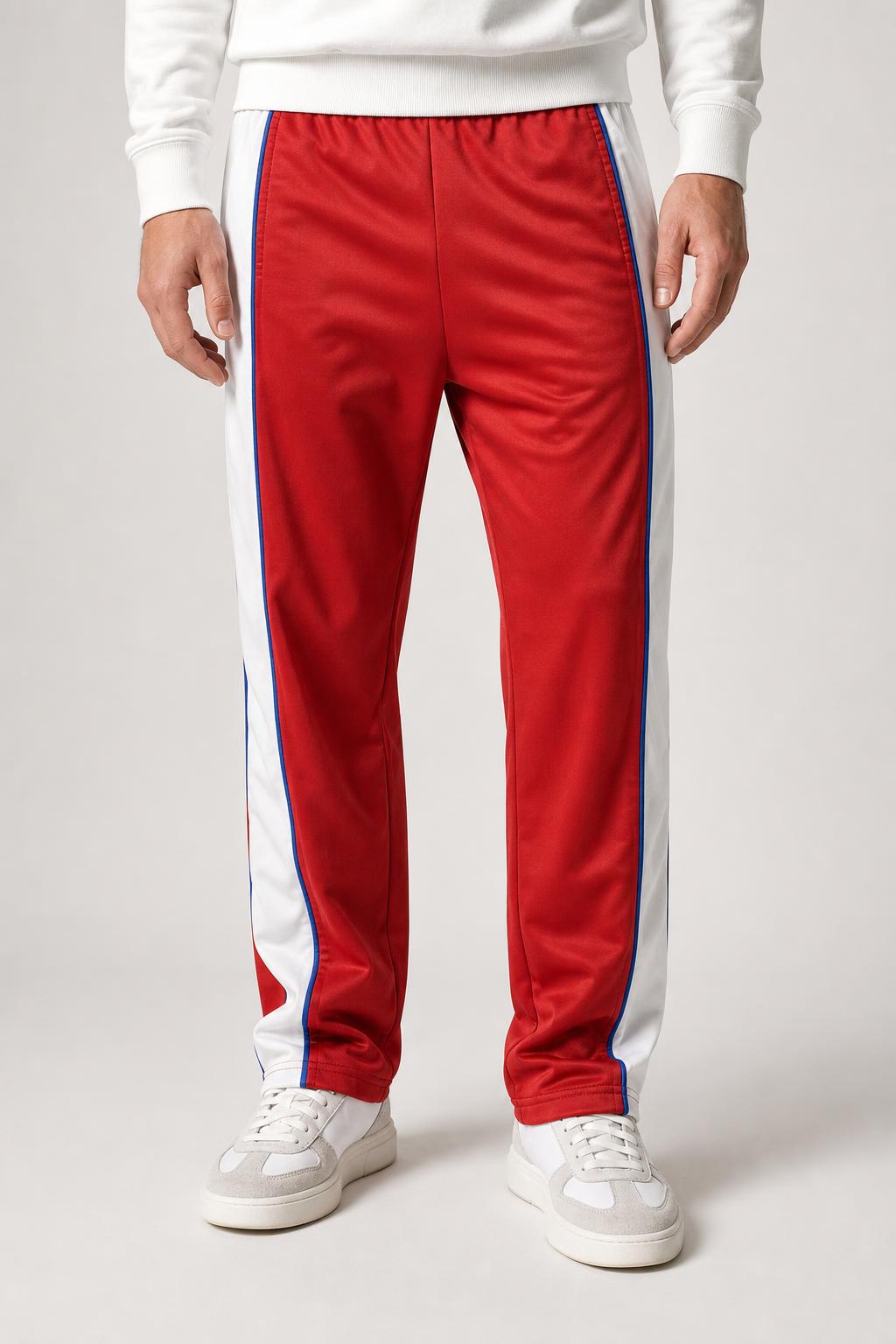 Pantaloni tuta rosso e bianco vintage – Uomo Taglia M