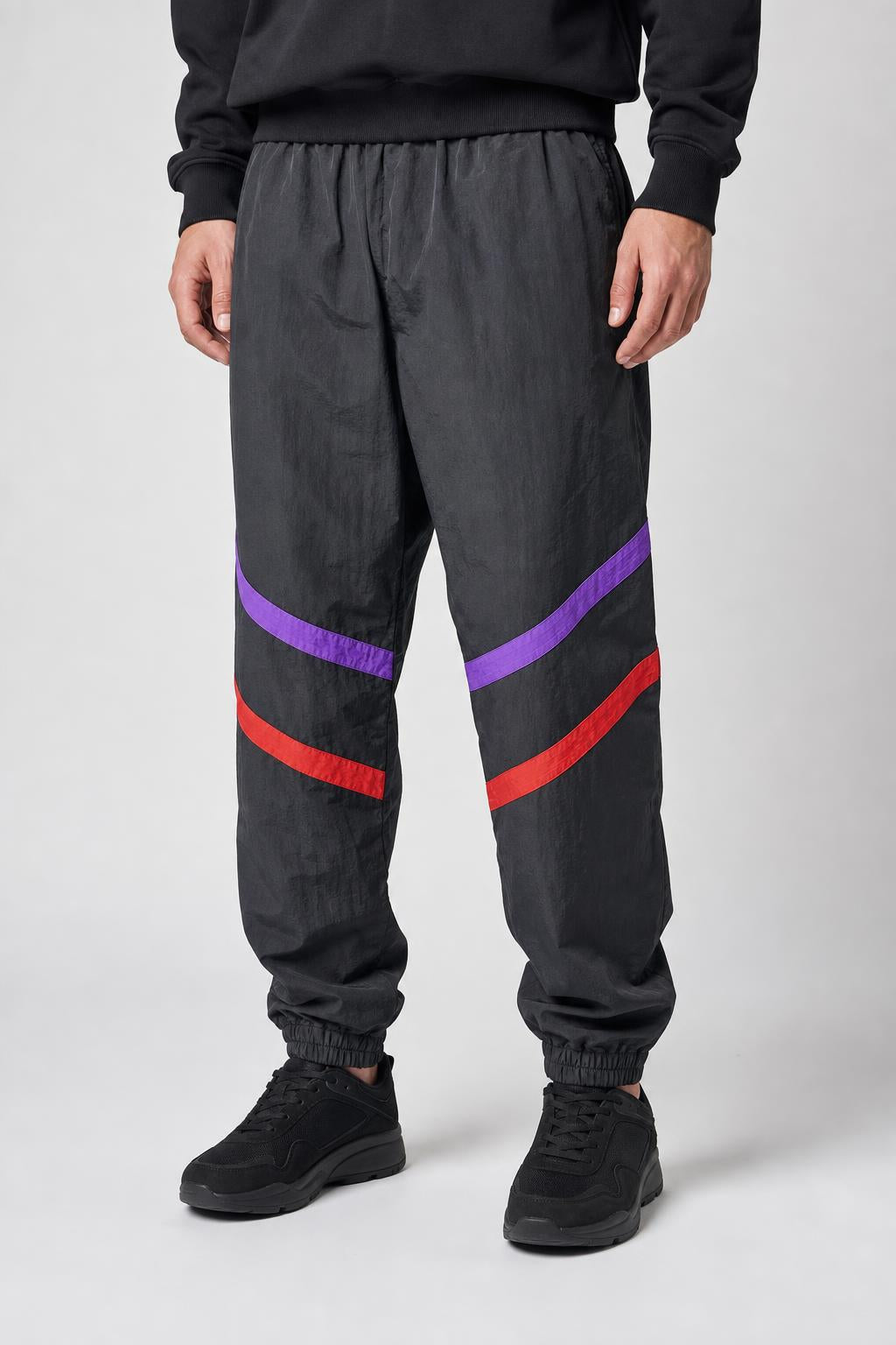 Pantaloni tuta grigi a strisce rosse vintage – Uomo Taglia XL