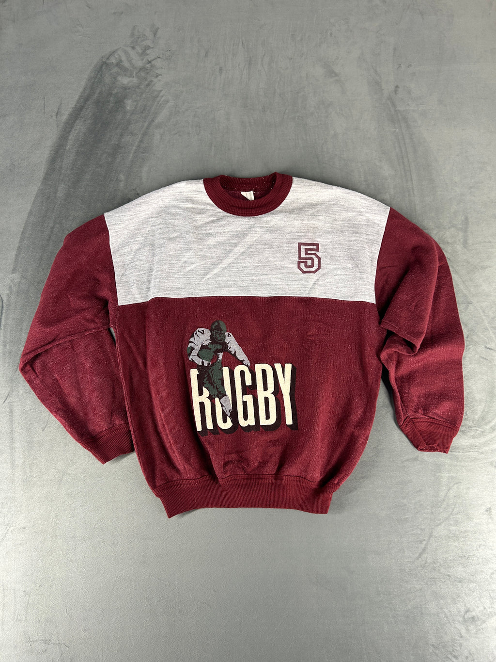 Felpa bordeaux e grigio vintage – Uomo Taglia M