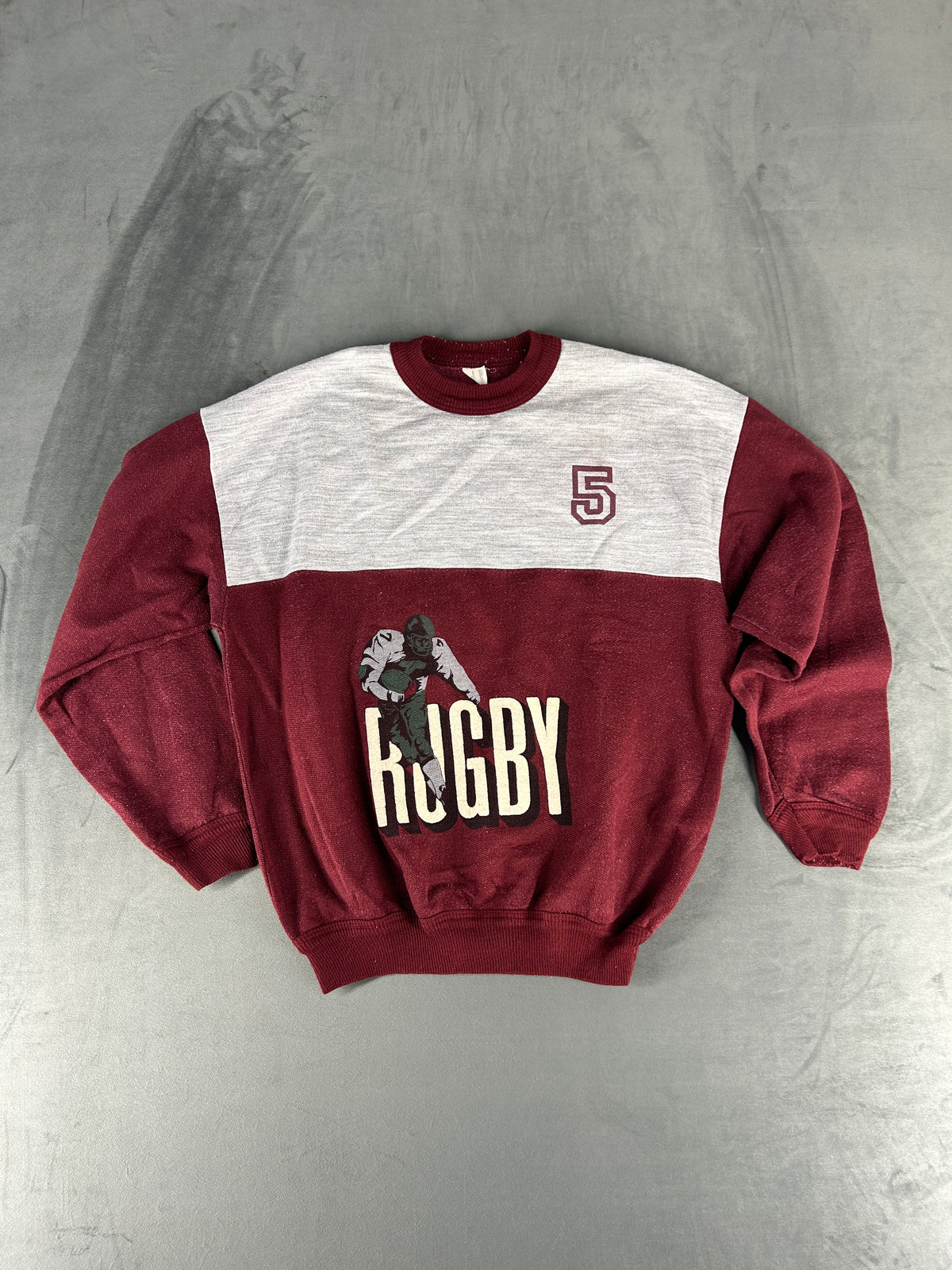 Felpa bordeaux e grigio vintage – Uomo Taglia M