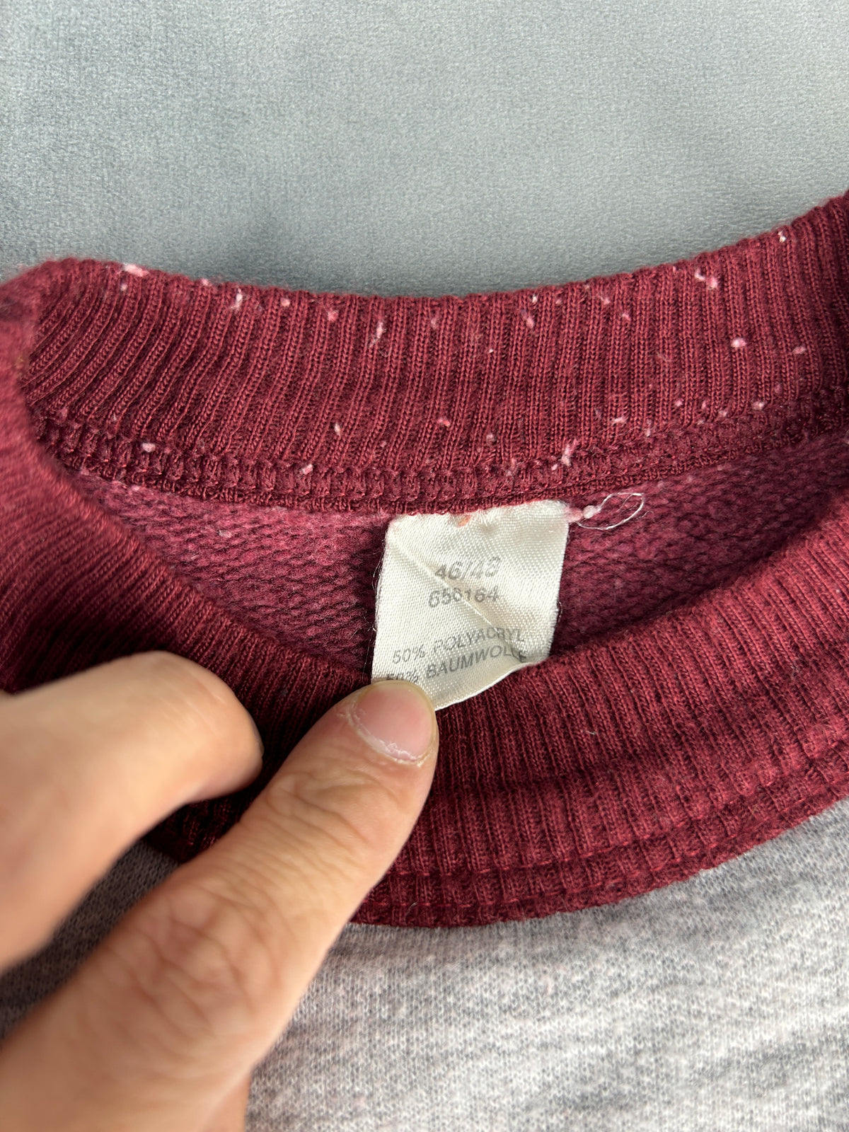 Felpa bordeaux e grigio vintage – Uomo Taglia M