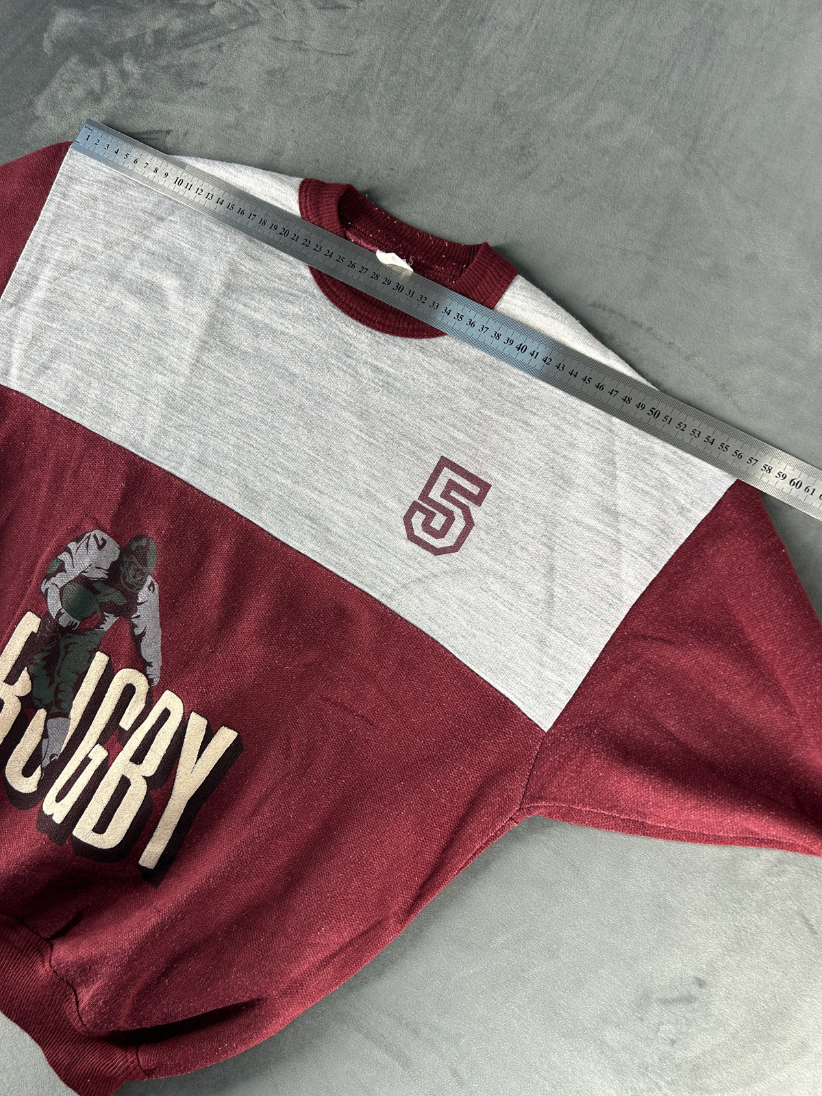 Felpa bordeaux e grigio vintage – Uomo Taglia M