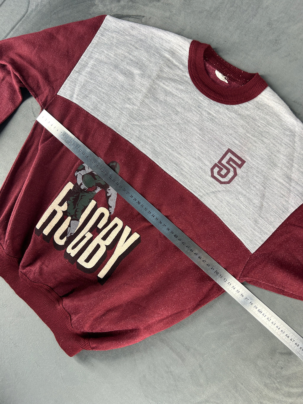 Felpa bordeaux e grigio vintage – Uomo Taglia M