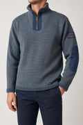 Felpa mezza zip blu denim vintage – Uomo Taglia M