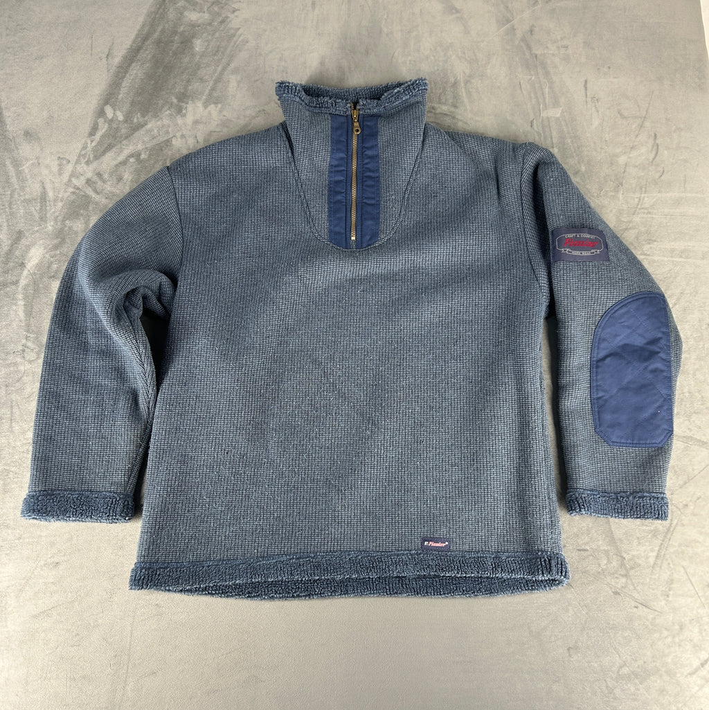 Felpa mezza zip blu denim vintage – Uomo Taglia M