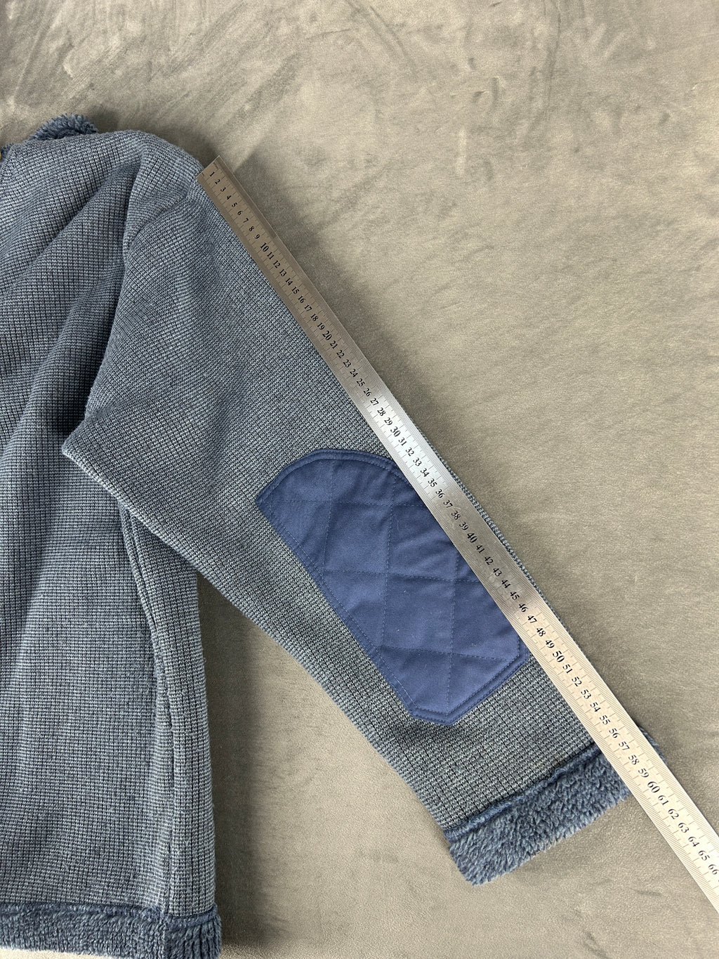 Felpa mezza zip blu denim vintage – Uomo Taglia M