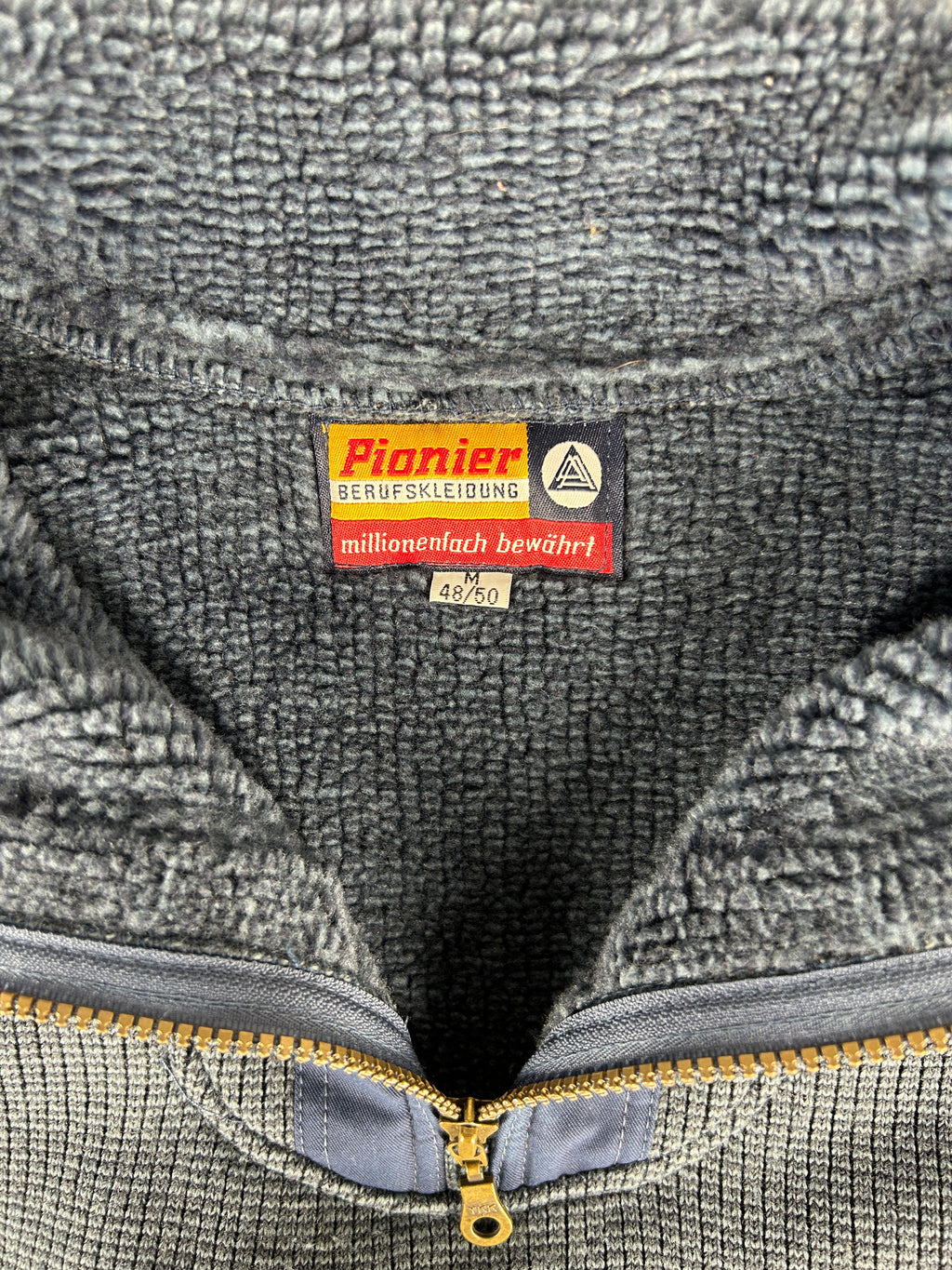 Felpa mezza zip blu denim vintage – Uomo Taglia M
