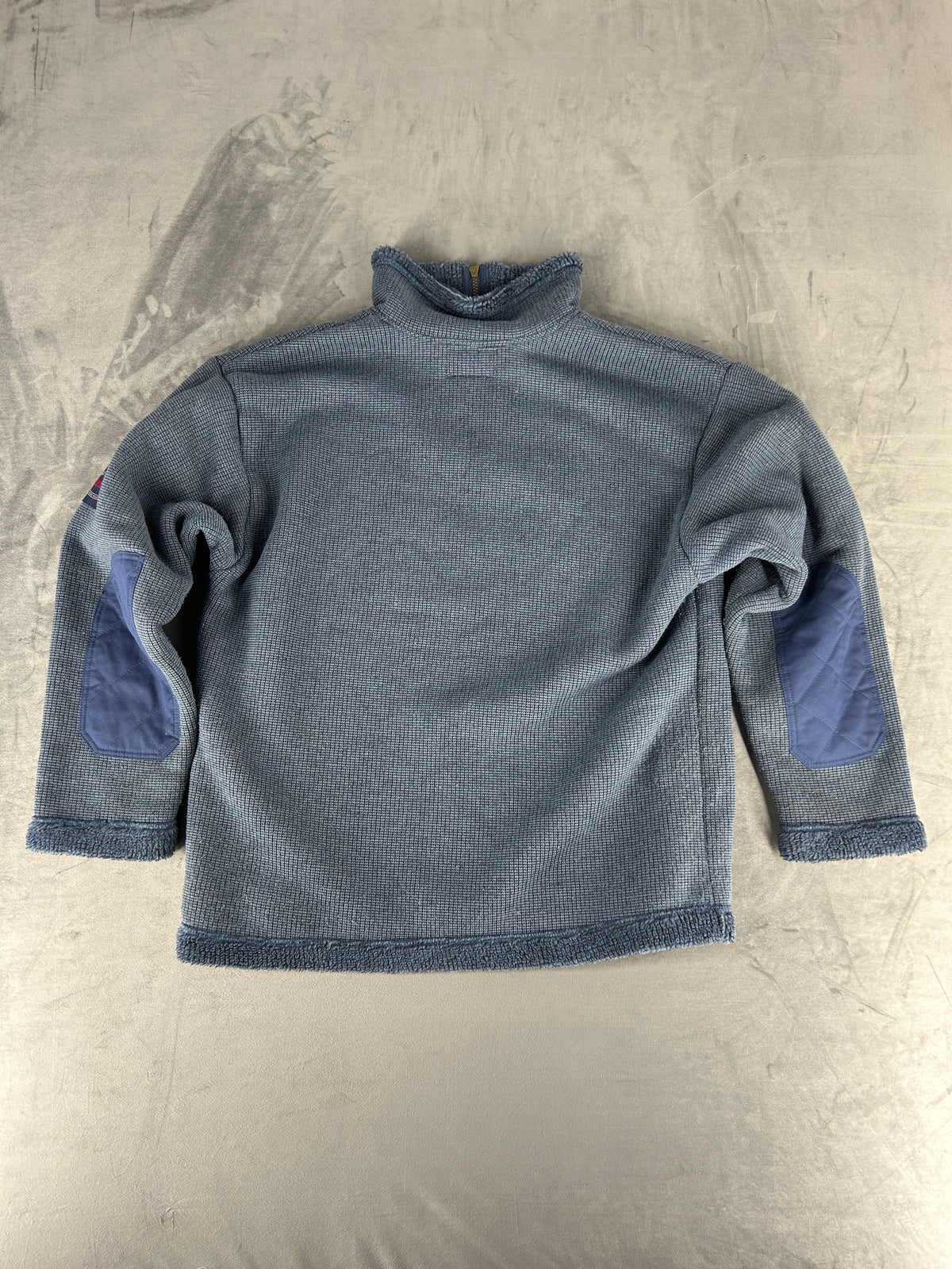 Felpa mezza zip blu denim vintage – Uomo Taglia M