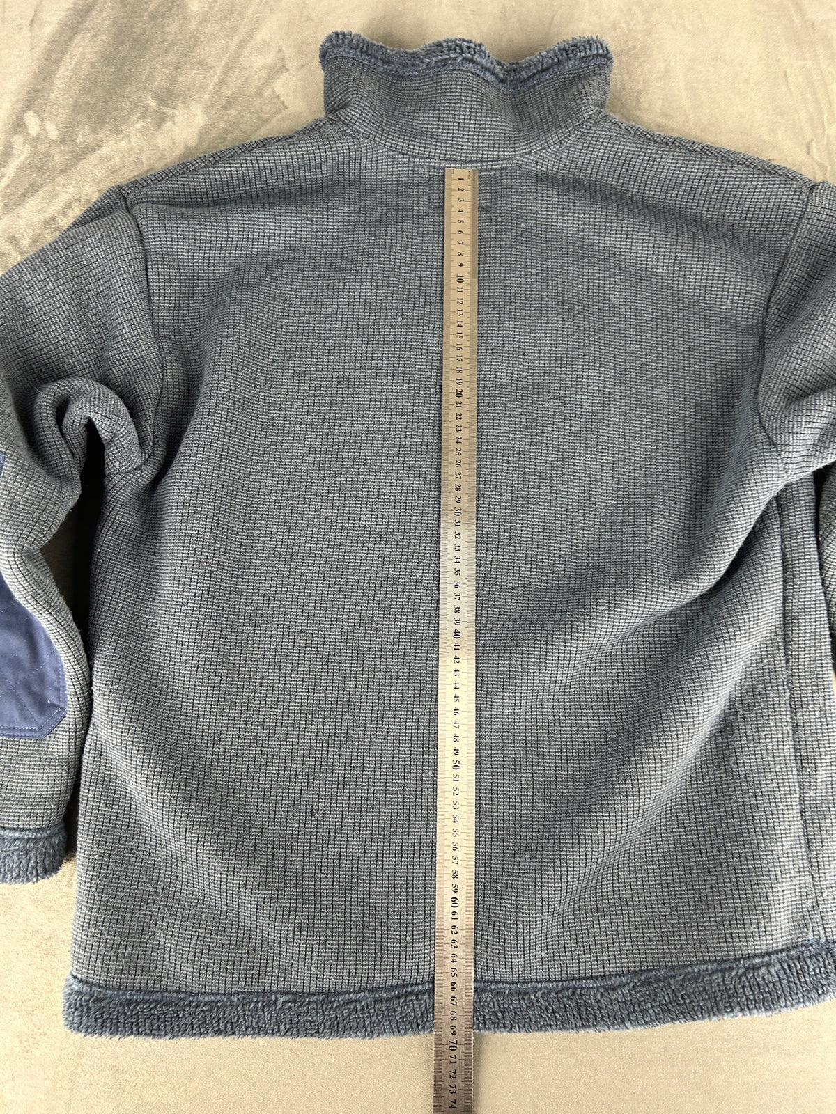 Felpa mezza zip blu denim vintage – Uomo Taglia M