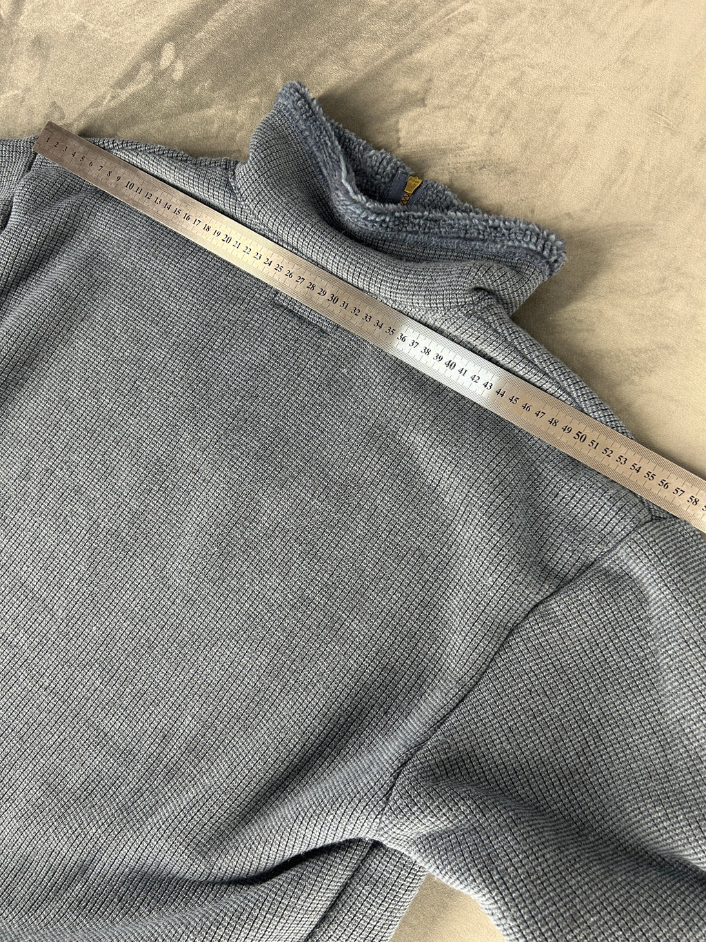 Felpa mezza zip blu denim vintage – Uomo Taglia M
