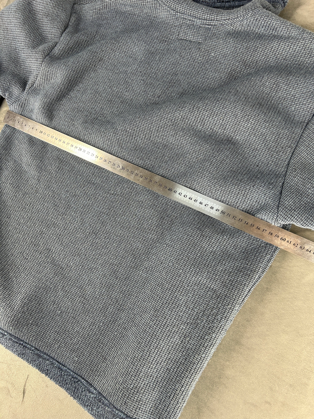 Felpa mezza zip blu denim vintage – Uomo Taglia M