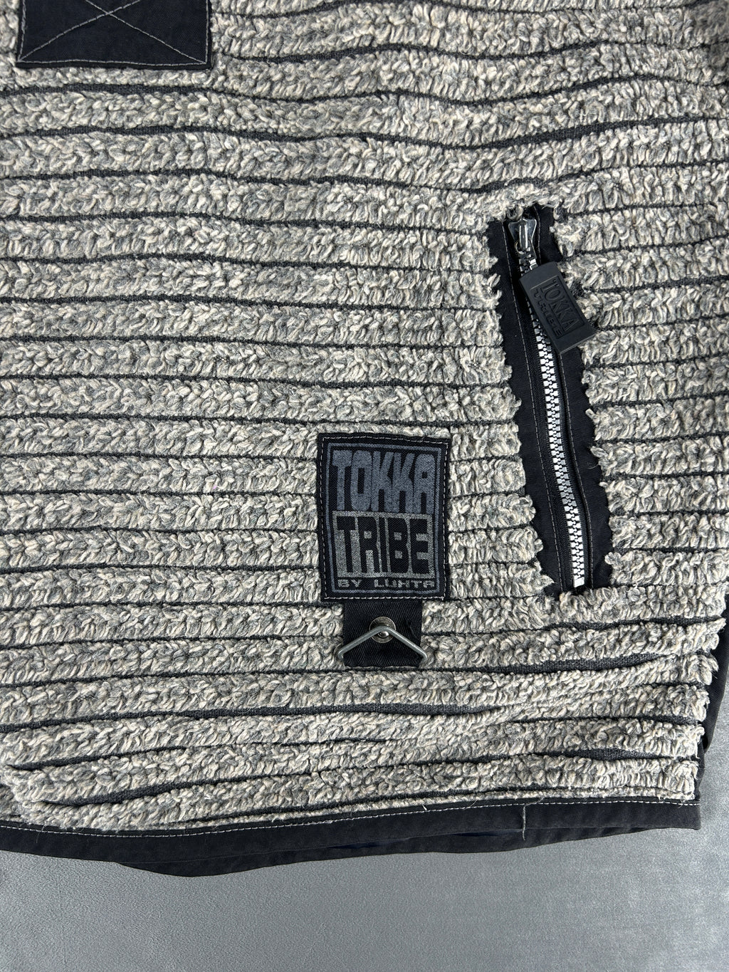 Felpa mezza zip grigio e nero vintage – Uomo Taglia XS