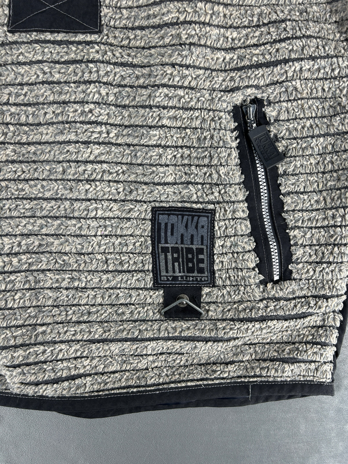 Felpa mezza zip grigio e nero vintage – Uomo Taglia XS