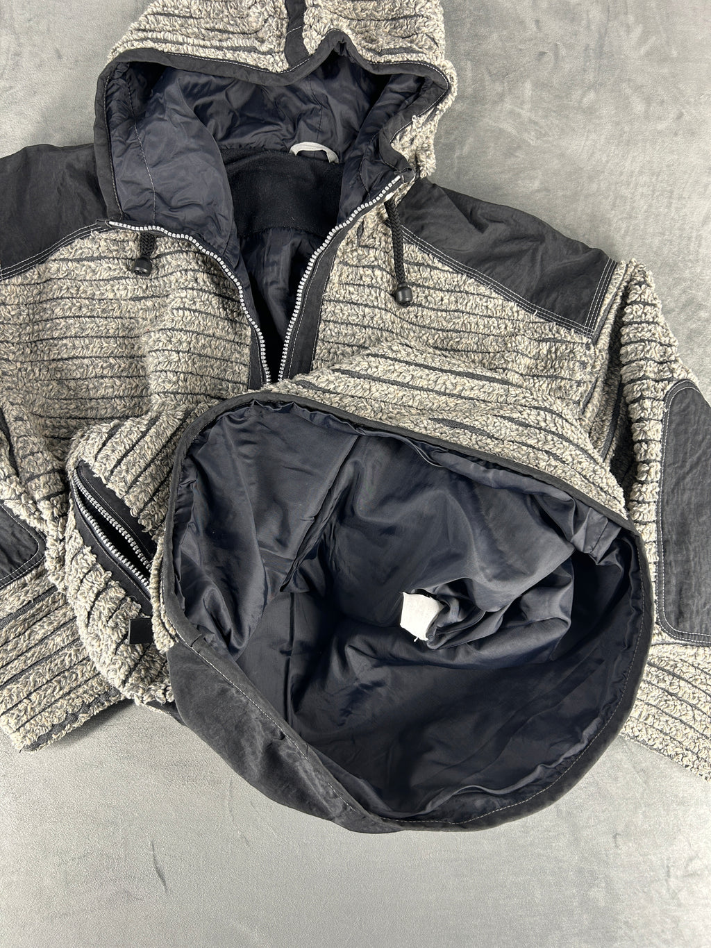 Felpa mezza zip grigio e nero vintage – Uomo Taglia XS