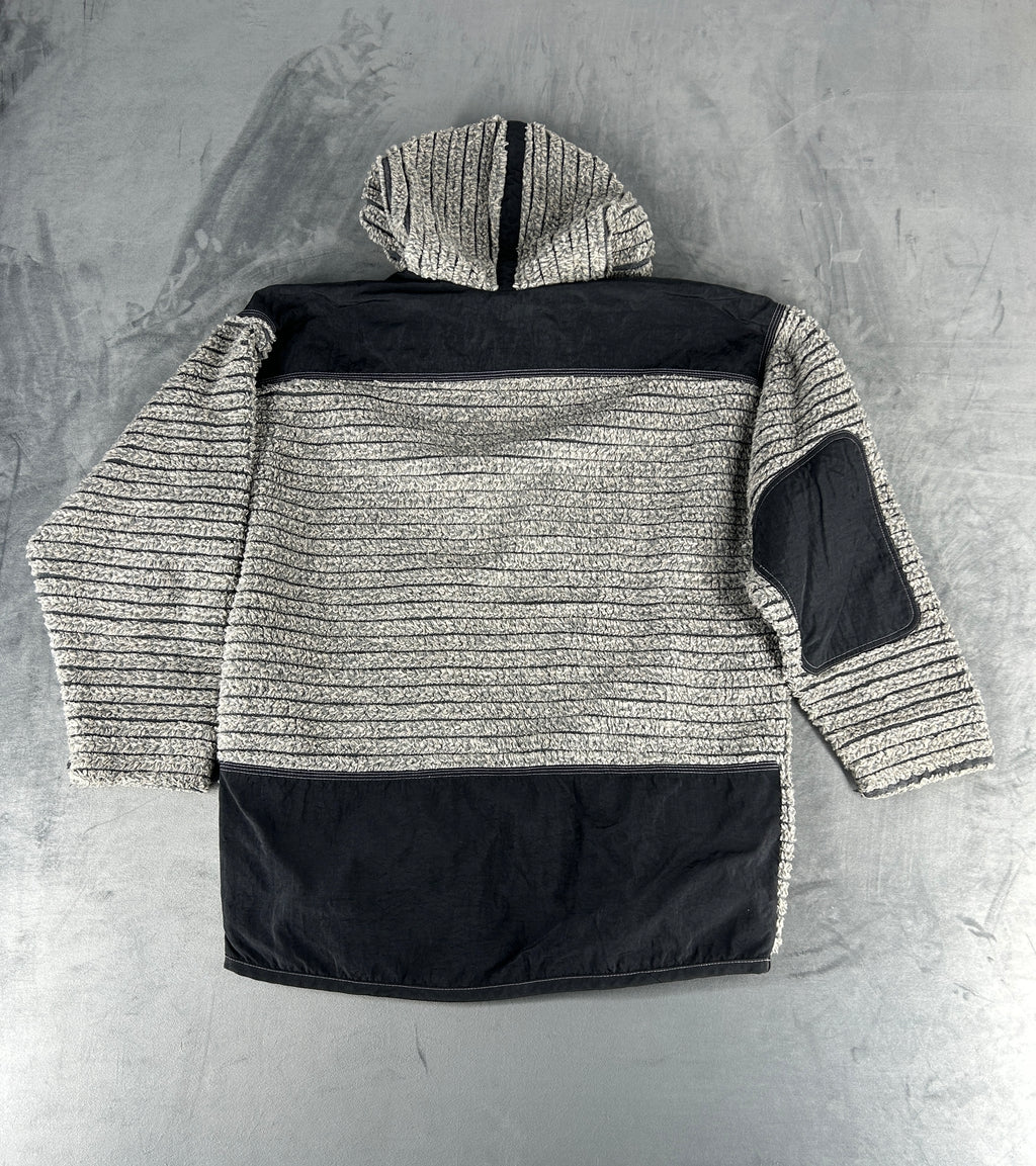 Felpa mezza zip grigio e nero vintage – Uomo Taglia XS