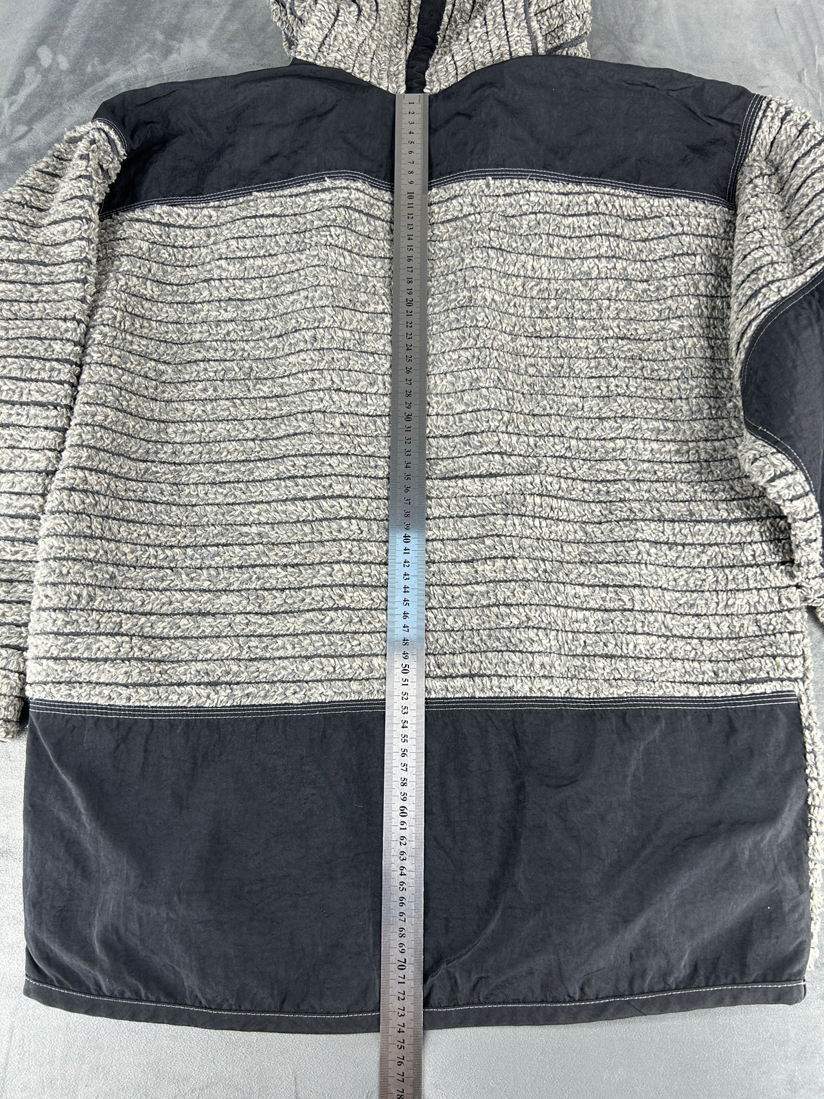 Felpa mezza zip grigio e nero vintage – Uomo Taglia XS