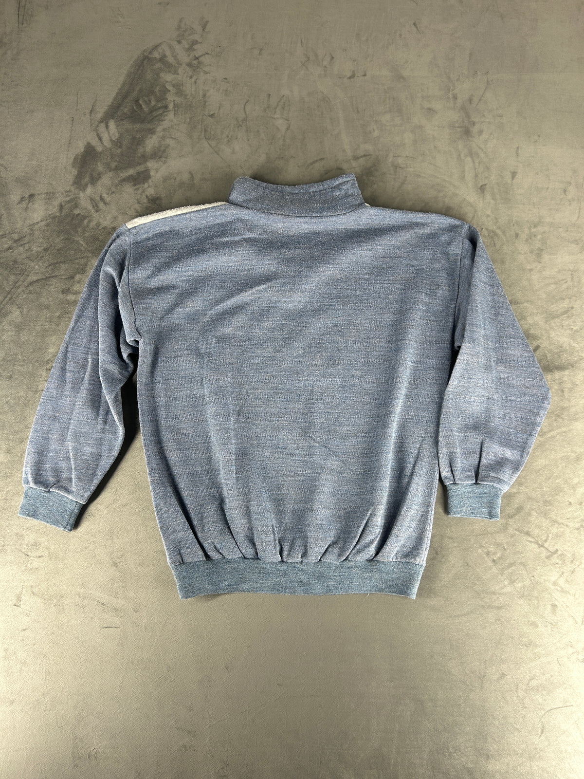 Felpa tre bottoni blu denim e grigio vintage – Uomo Taglia M