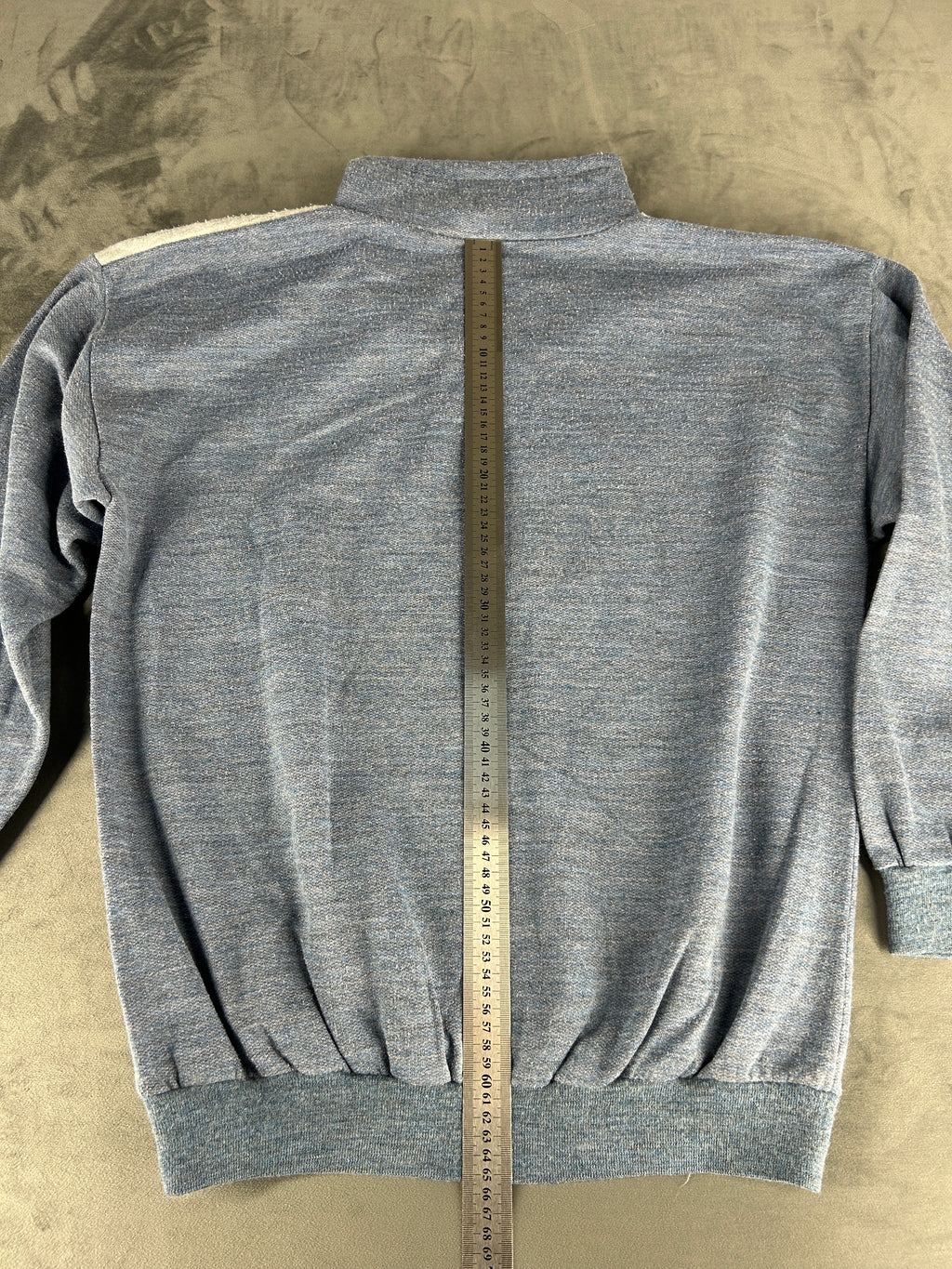 Felpa tre bottoni blu denim e grigio vintage – Uomo Taglia M