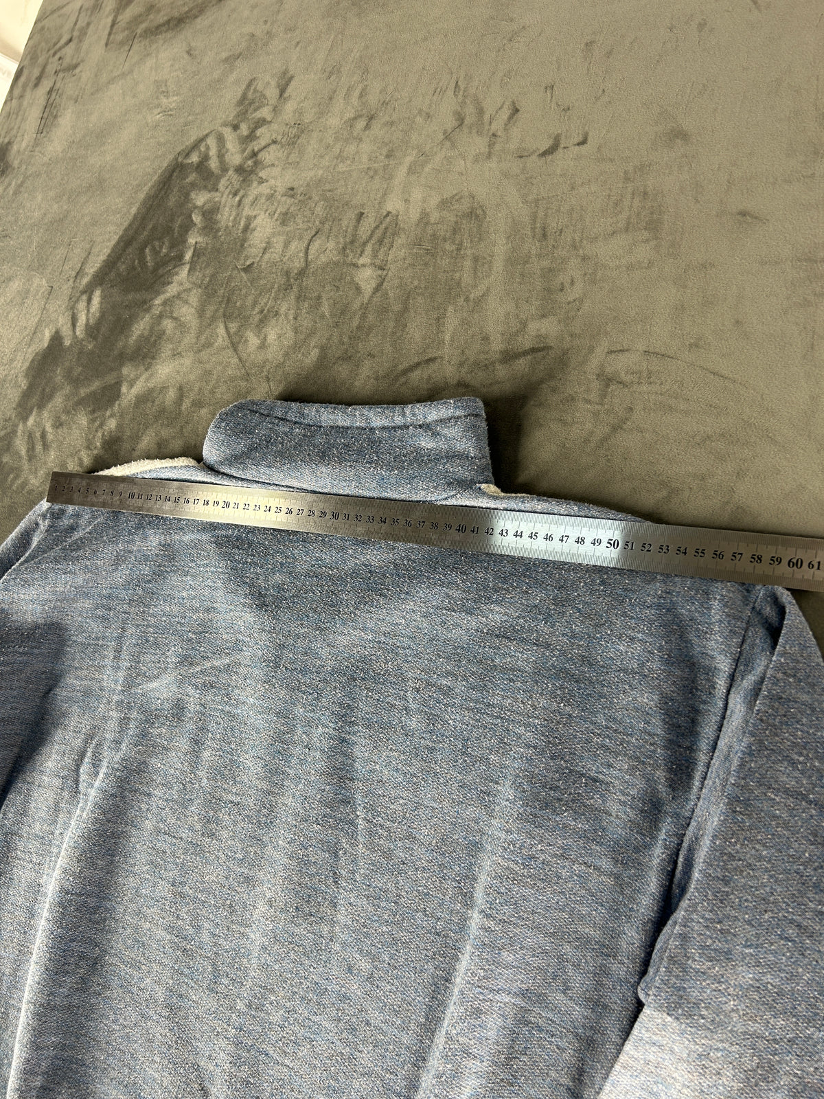 Felpa tre bottoni blu denim e grigio vintage – Uomo Taglia M