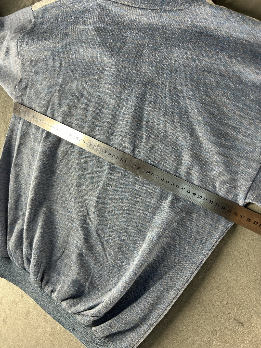 Felpa tre bottoni blu denim e grigio vintage – Uomo Taglia M