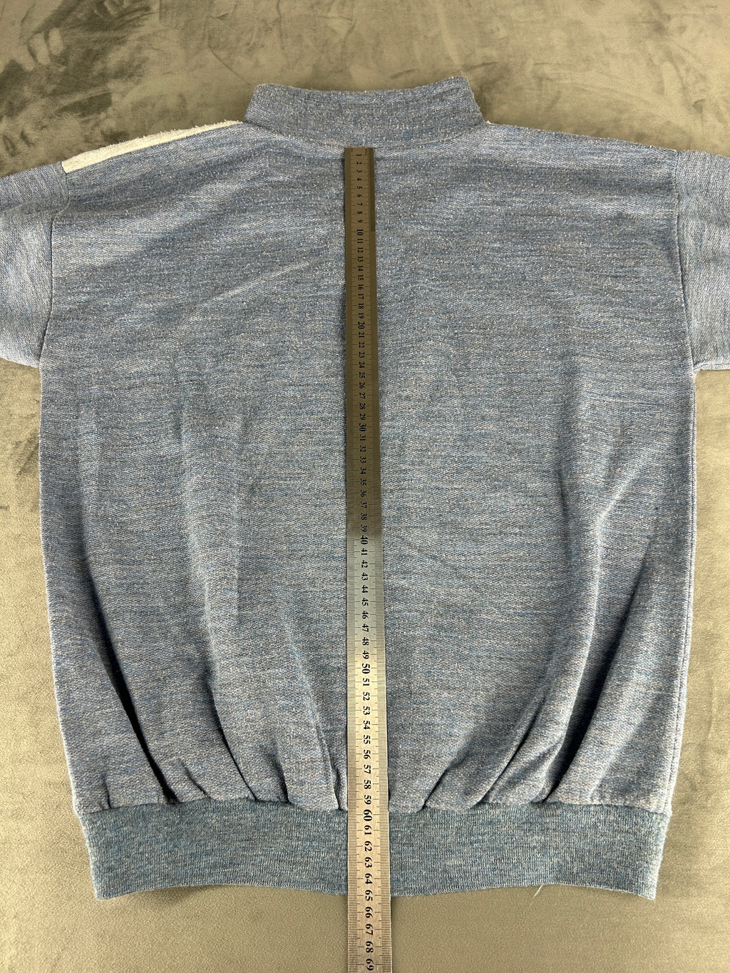Felpa tre bottoni blu denim e grigio vintage – Uomo Taglia M