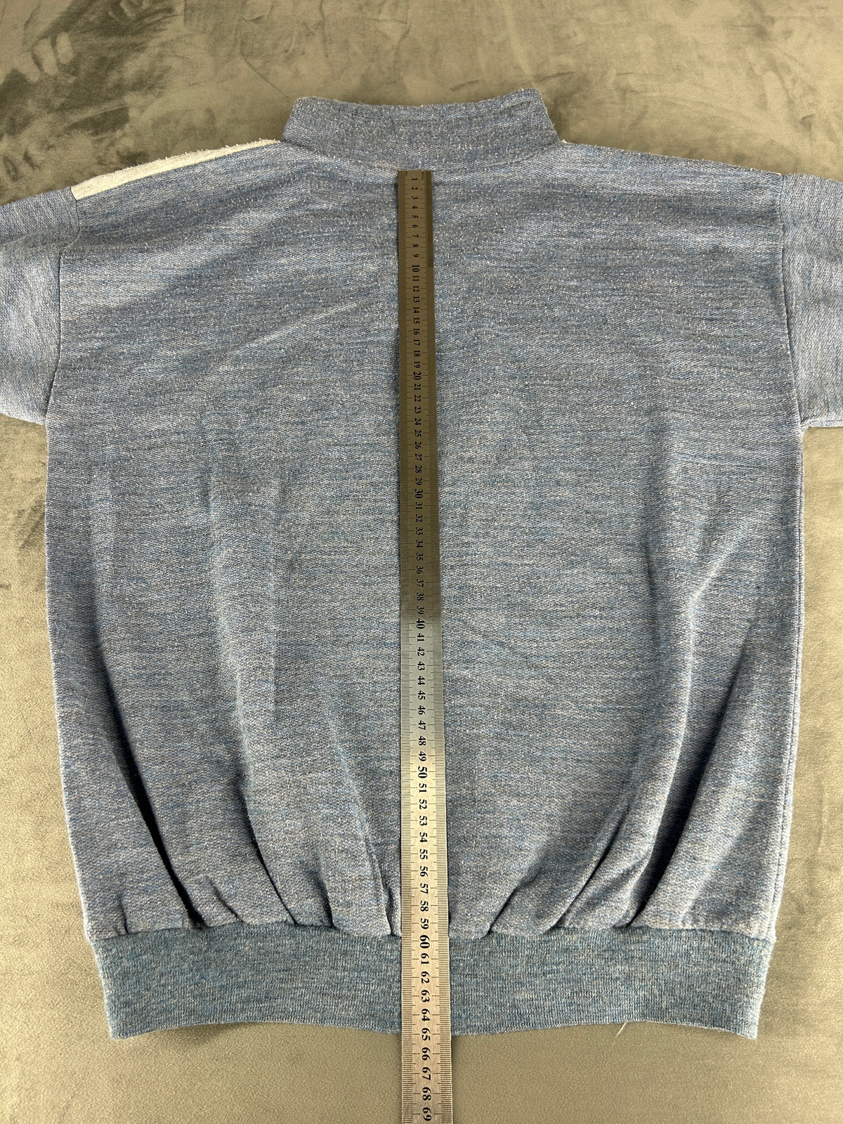 Felpa tre bottoni blu denim e grigio vintage – Uomo Taglia M