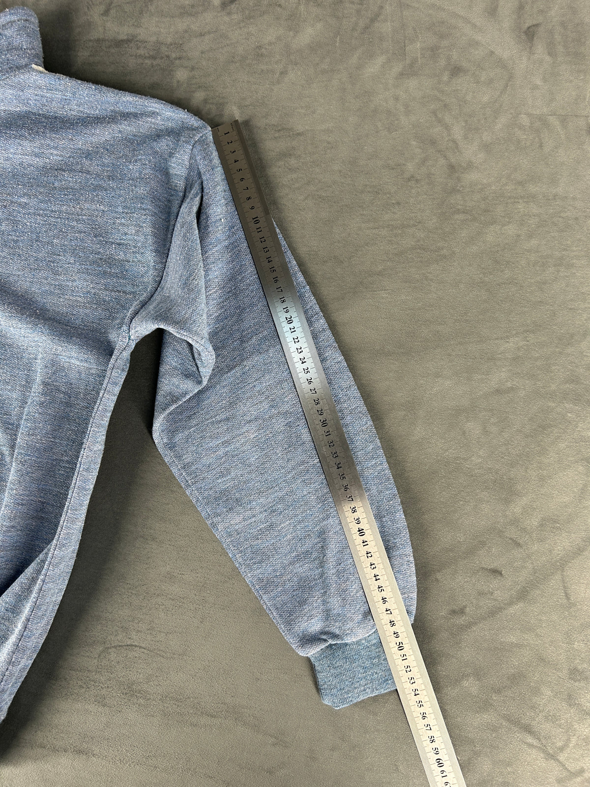 Felpa tre bottoni blu denim e grigio vintage – Uomo Taglia M