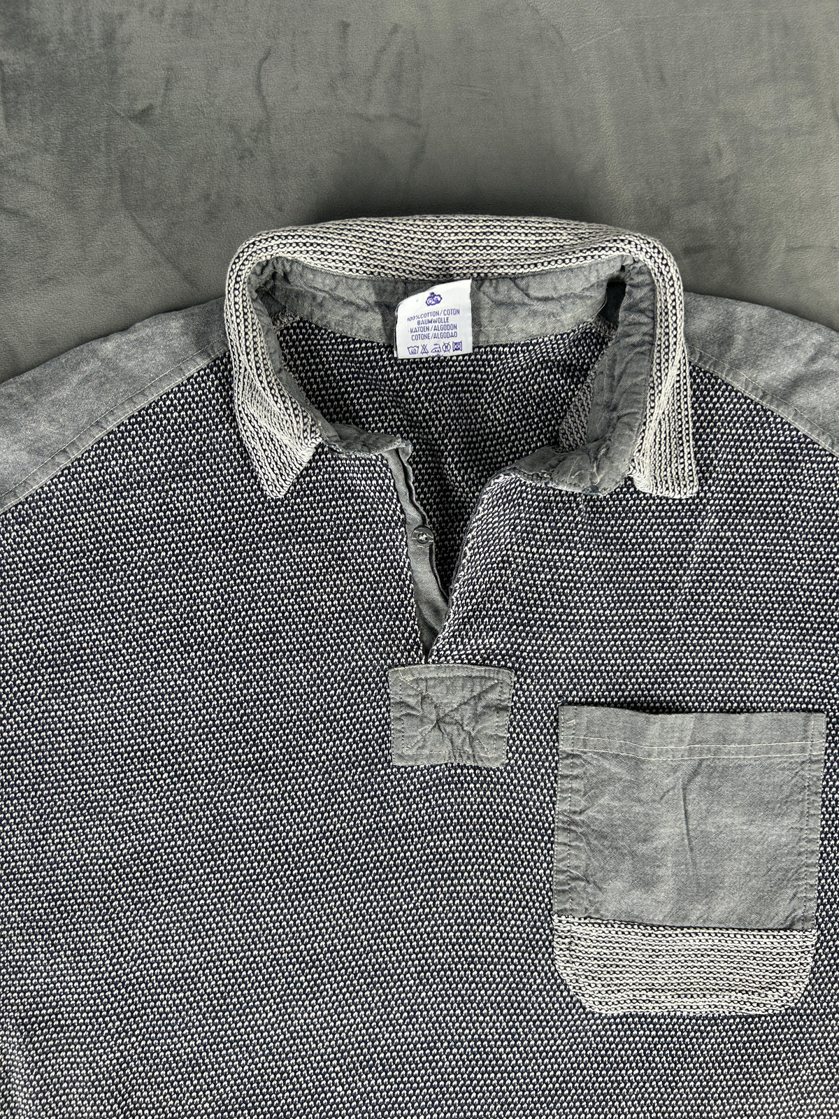 Felpa collo polo grigia vintage – Uomo Taglia M