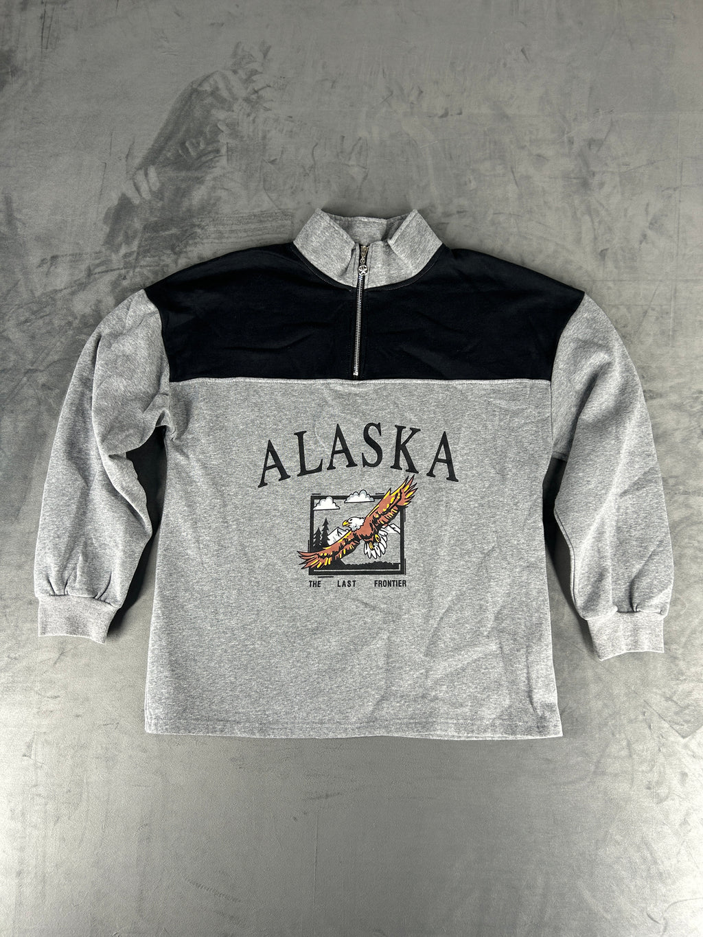 Felpa mezza zip grigio e nero vintage – Uomo Taglia M