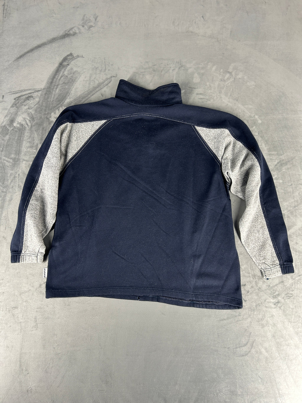 Felpa mezza zip blu e grigio vintage – Uomo Taglia L