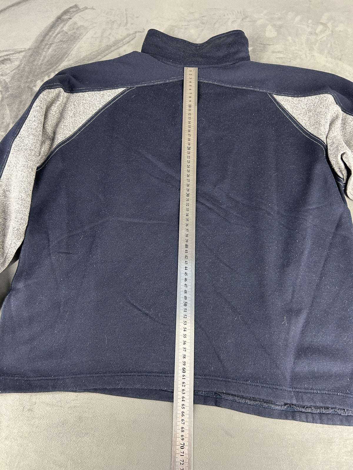 Felpa mezza zip blu e grigio vintage – Uomo Taglia L