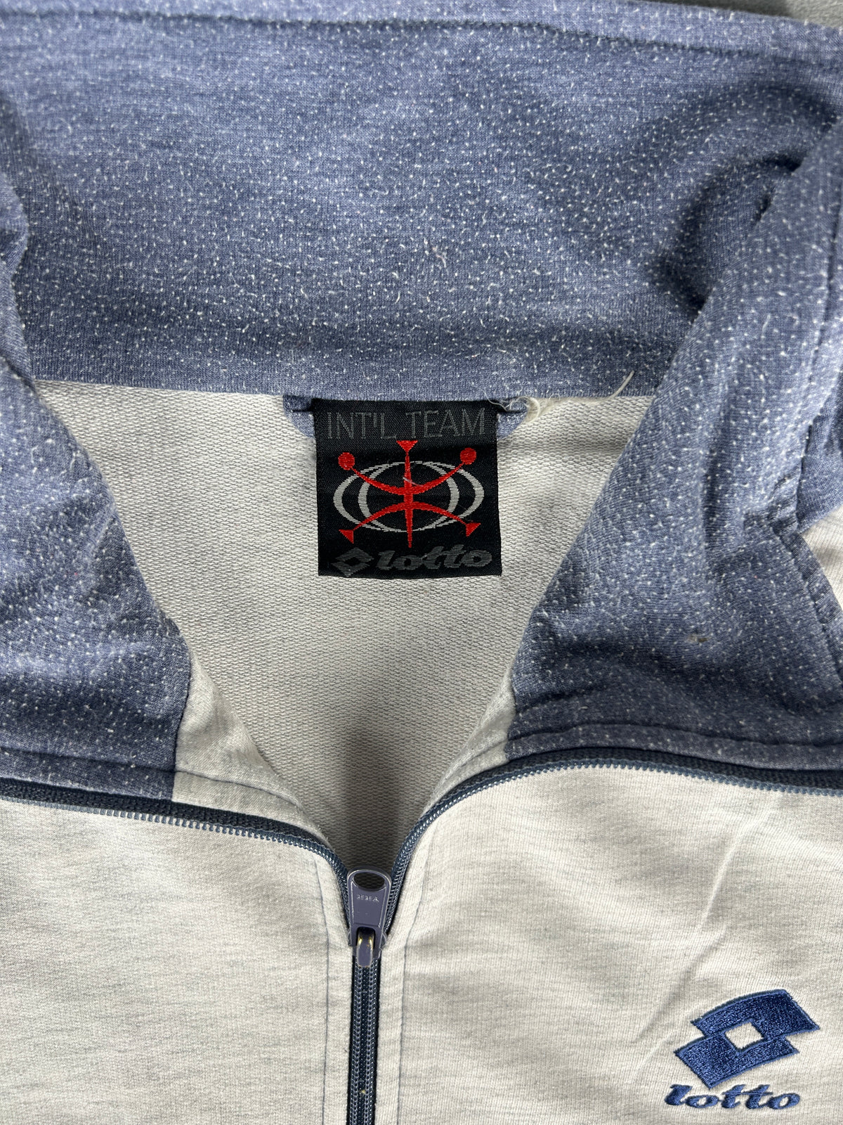 Felpa mezza zip Lotto viola e grigio vintage – Uomo Taglia XL