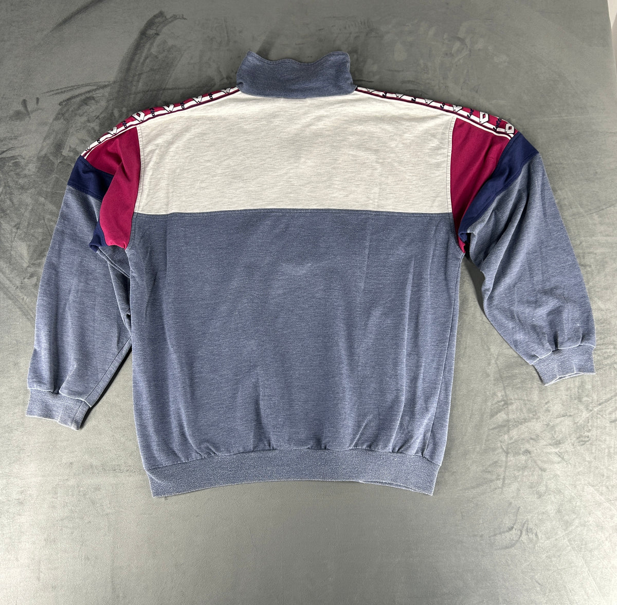 Felpa mezza zip Lotto viola e grigio vintage – Uomo Taglia XL
