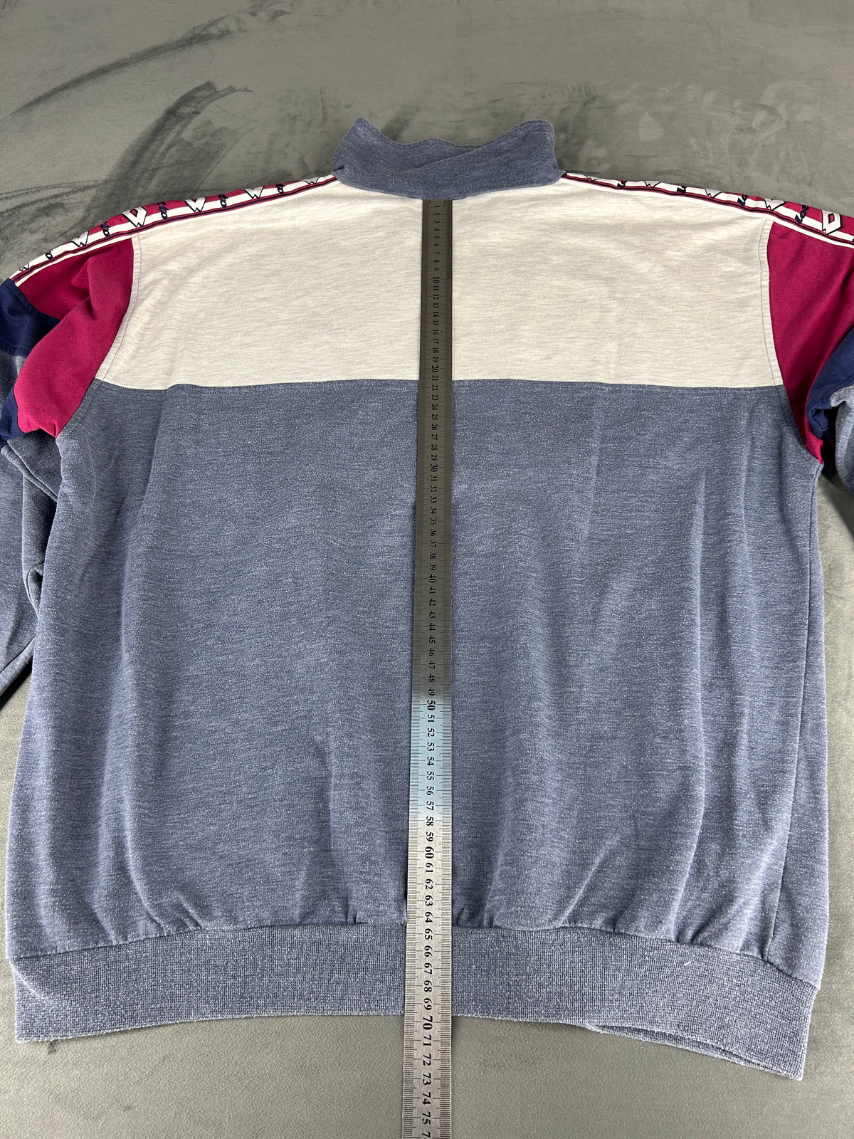 Felpa mezza zip Lotto viola e grigio vintage – Uomo Taglia XL