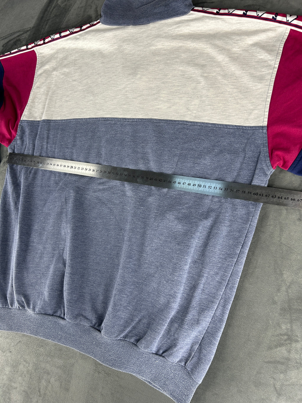 Felpa mezza zip Lotto viola e grigio vintage – Uomo Taglia XL