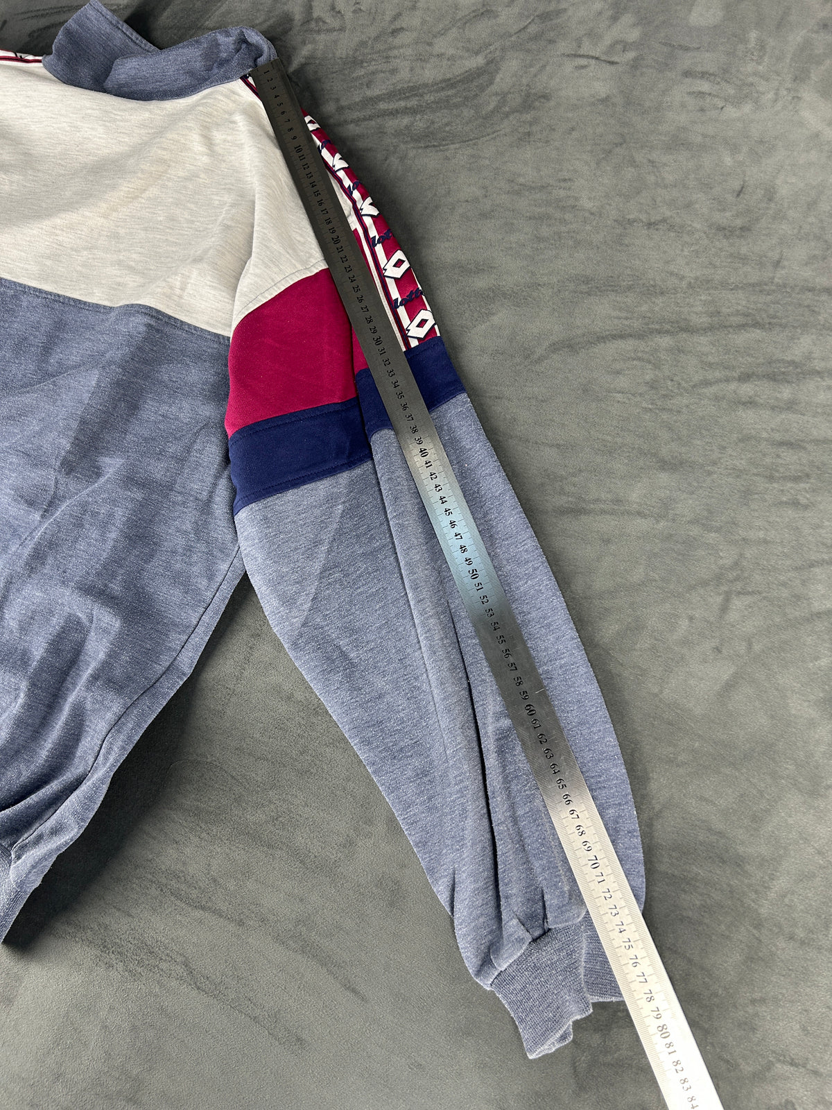 Felpa mezza zip Lotto viola e grigio vintage – Uomo Taglia XL
