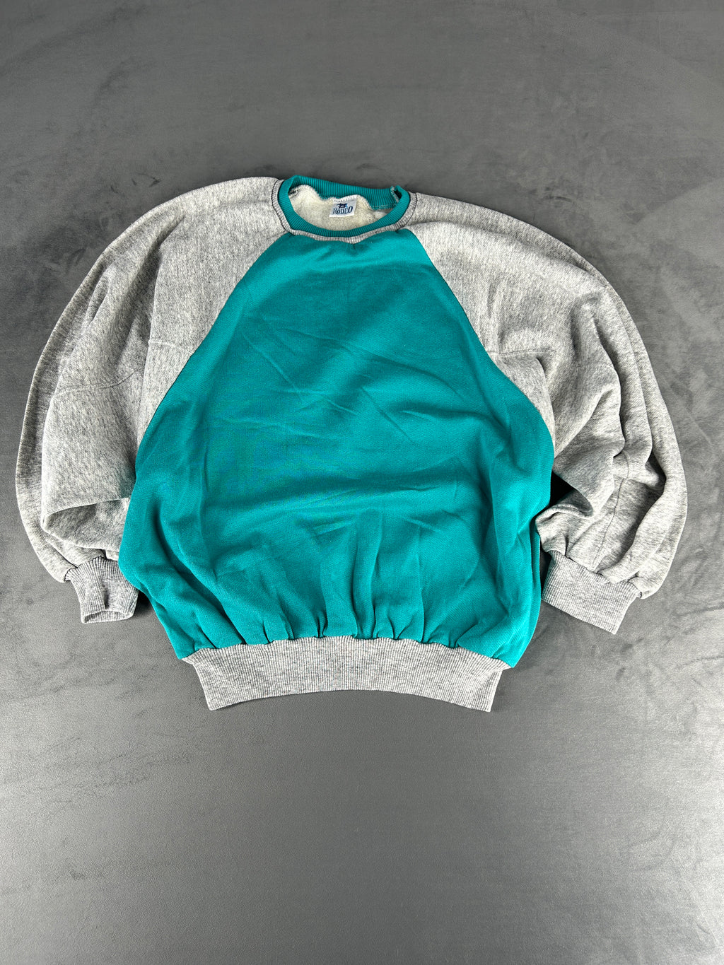Felpa verde acqua e grigio vintage – Uomo Taglia S