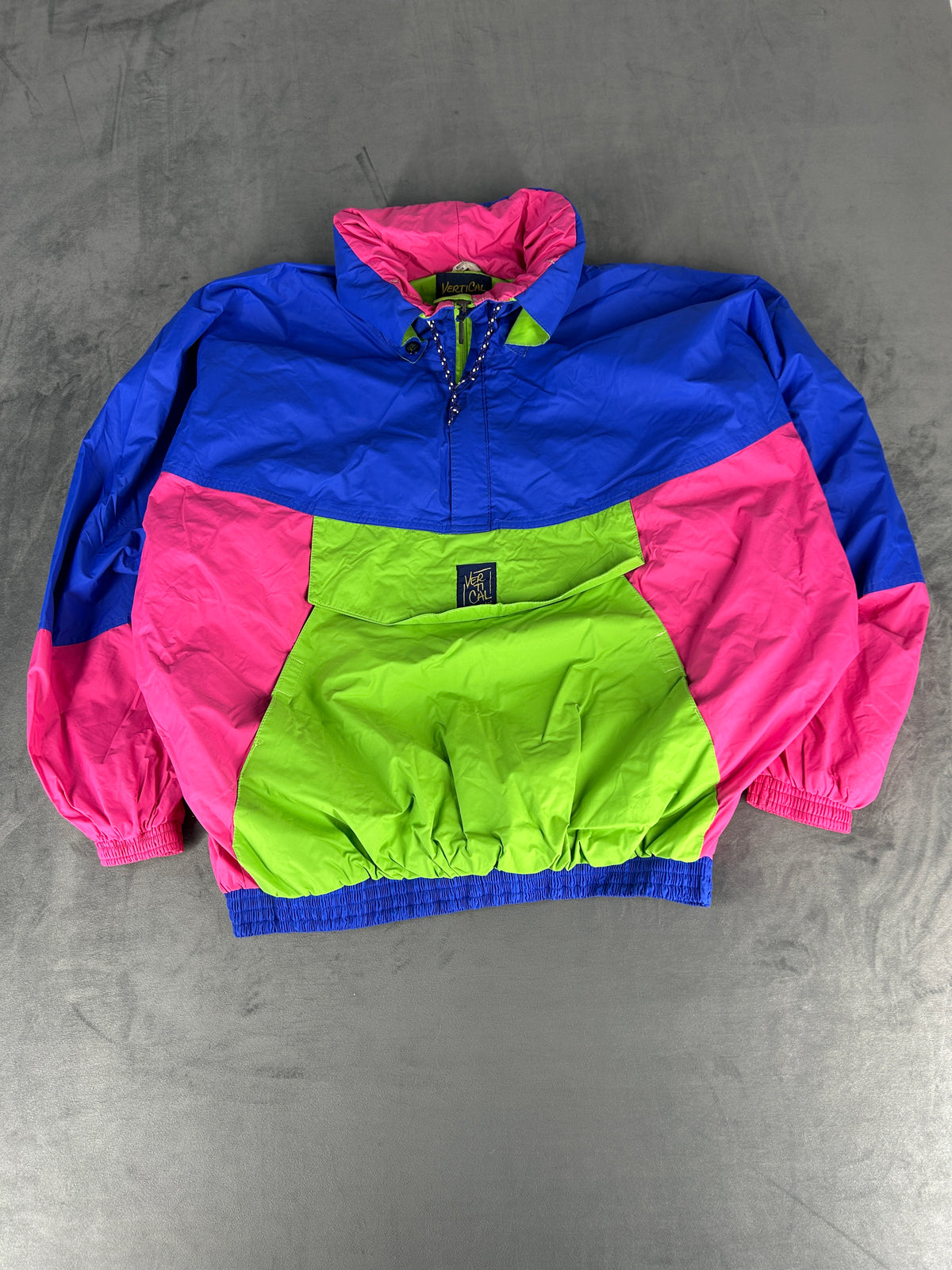 Anorak antivento mezza zip multicolore vintage – Uomo Taglia L