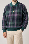 Maglione polo tre bottoni multicolore vintage – Uomo Taglia XL