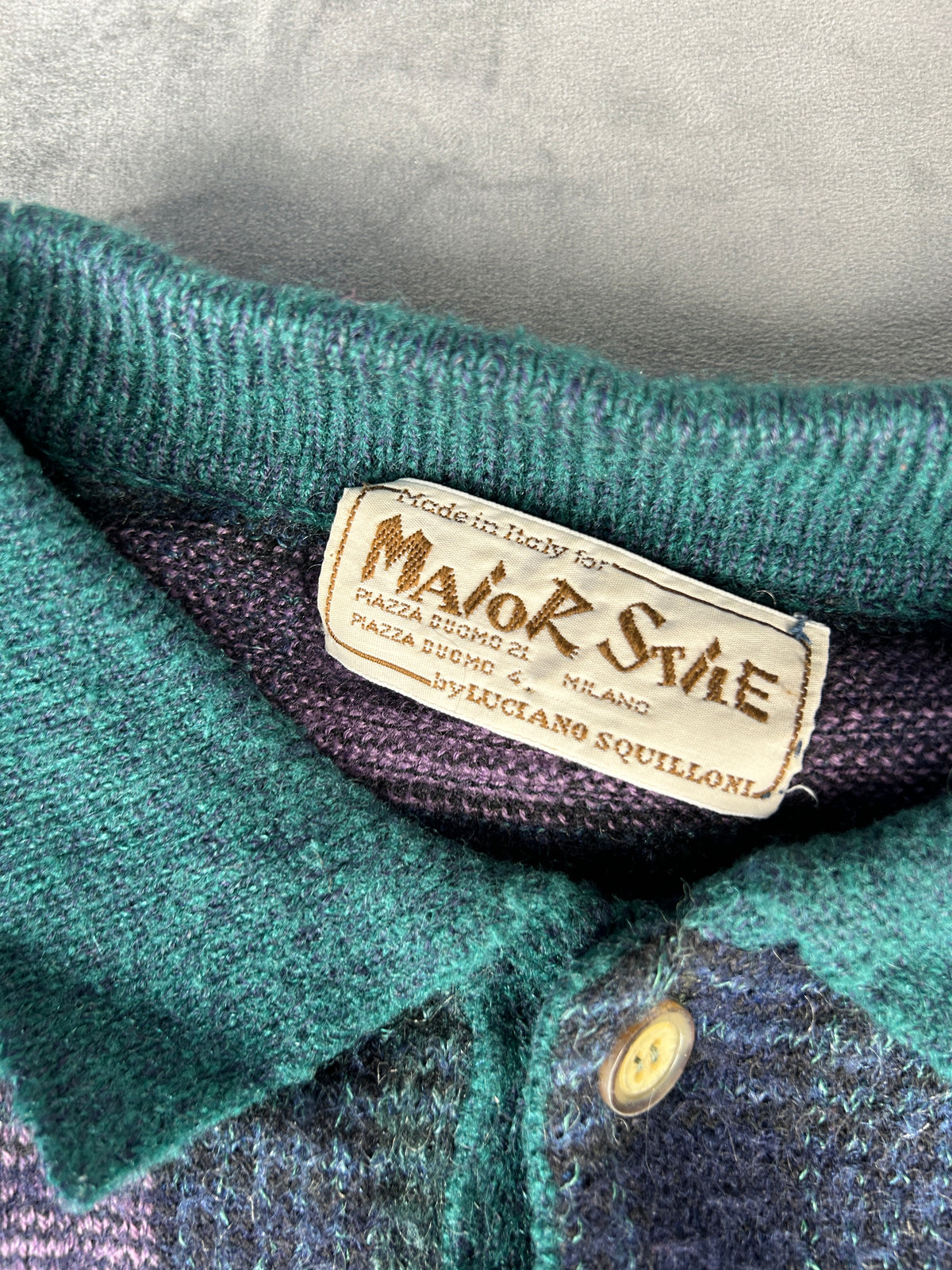 Maglione polo tre bottoni multicolore vintage – Uomo Taglia XL
