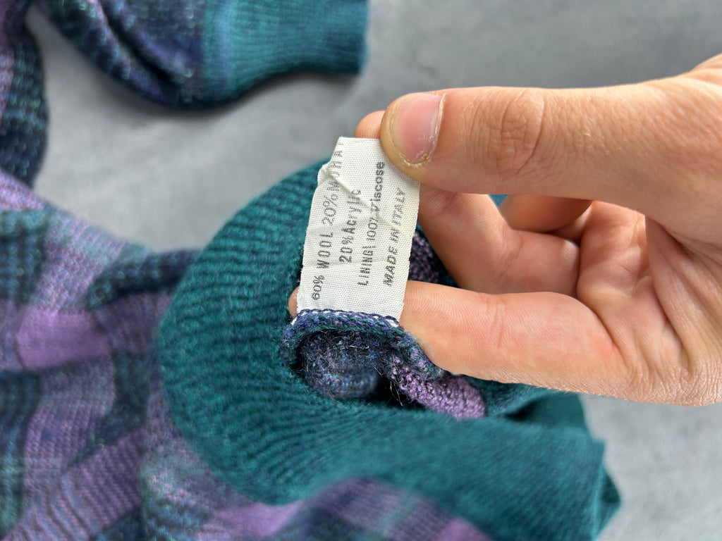 Maglione polo tre bottoni multicolore vintage – Uomo Taglia XL