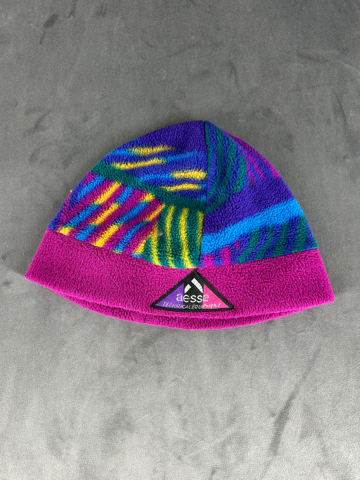 Cappello in pile Aesse multicolore vintage – Unisex Taglia unica