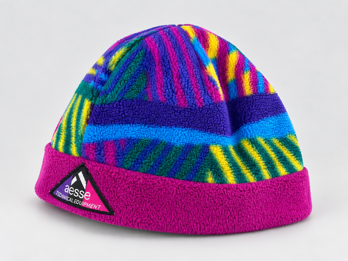 Cappello in pile Aesse multicolore vintage – Unisex Taglia unica