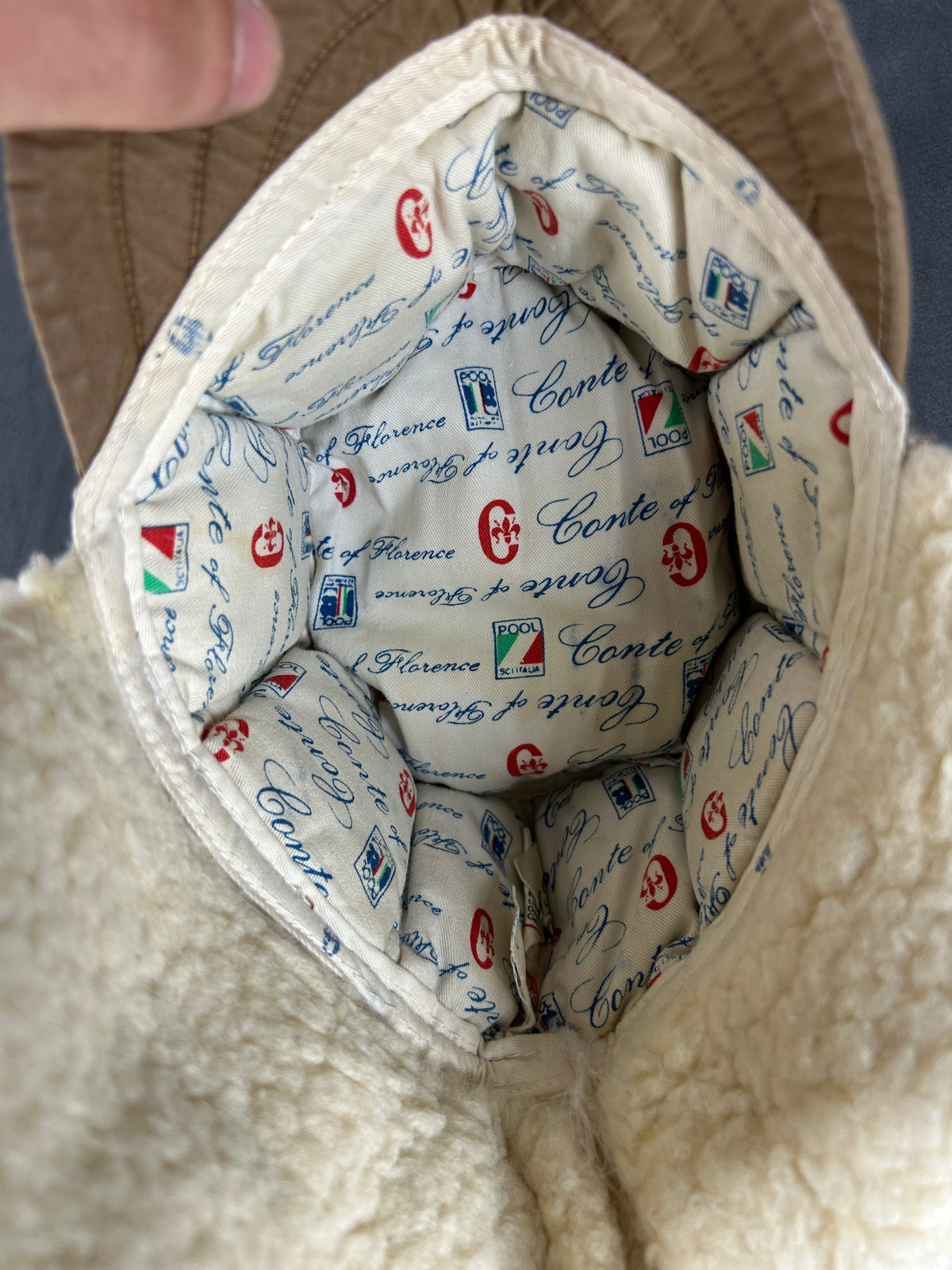 Berretto con paraorecchie imbottito Conte of Florence beige vintage – Uomo Taglia unica