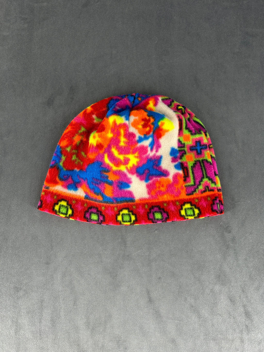 Cappello in pile multicolore vintage – Unisex Taglia unica