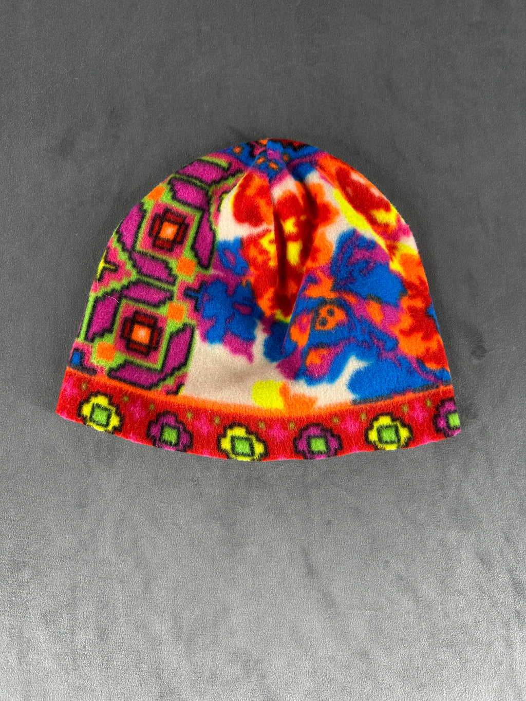 Cappello in pile multicolore vintage – Unisex Taglia unica