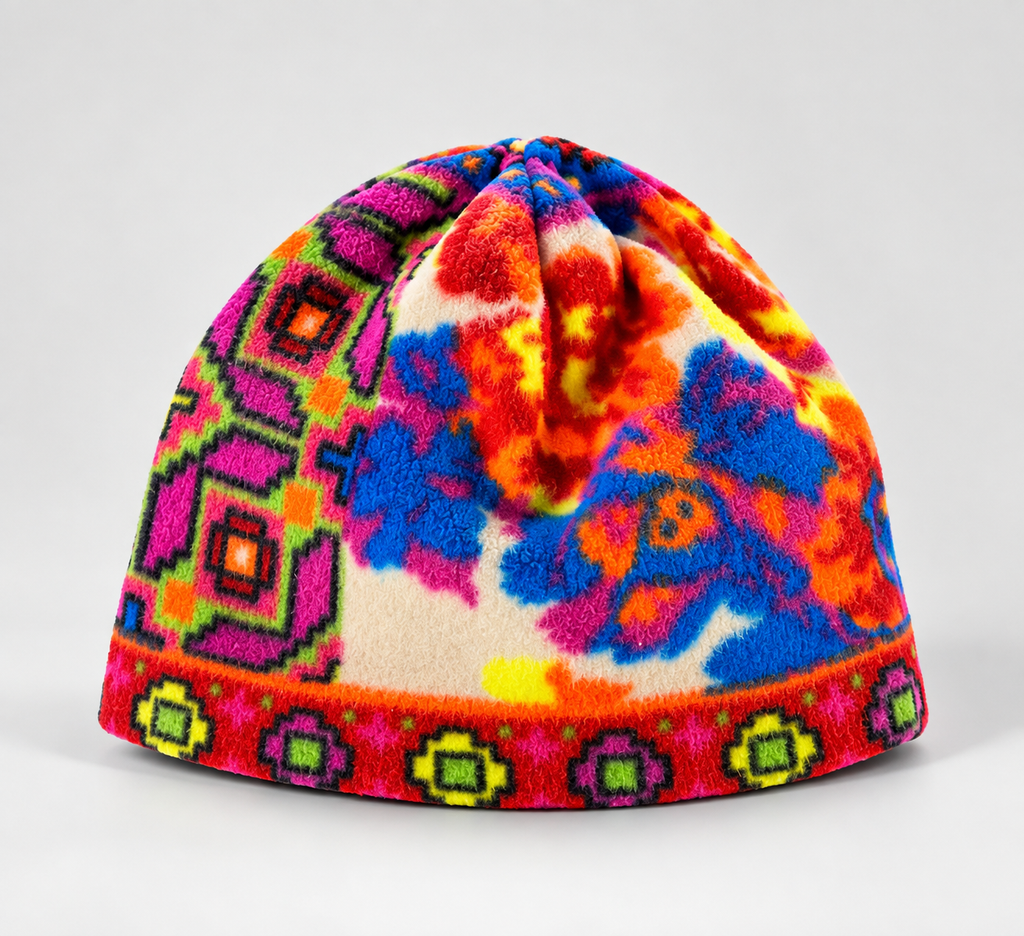 Cappello in pile multicolore vintage – Unisex Taglia unica