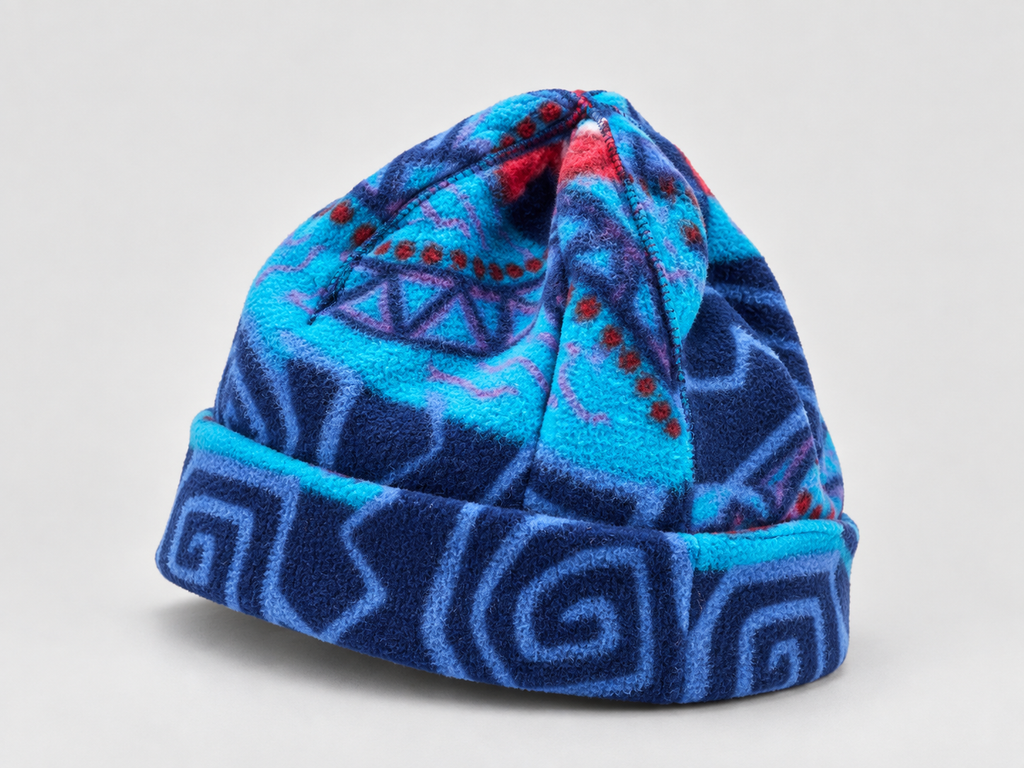 Cappello in pile multicolore vintage – Unisex Taglia unica